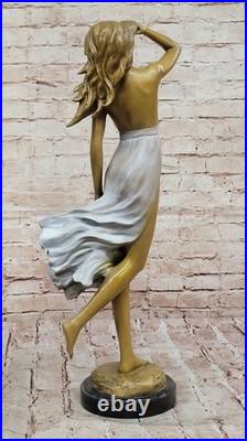 Sculpture Femme Bronze Élégante Sculpture Jupe Volant Art Deco Objet Collection