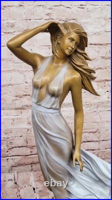Sculpture Femme Bronze Élégante Sculpture Jupe Volant Art Deco Objet Collection
