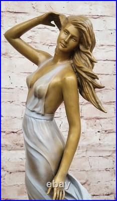 Sculpture Femme Bronze Élégante Sculpture Jupe Volant Art Deco Objet Collection