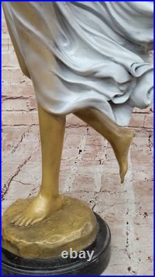 Sculpture Femme Bronze Élégante Sculpture Jupe Volant Art Deco Objet Collection