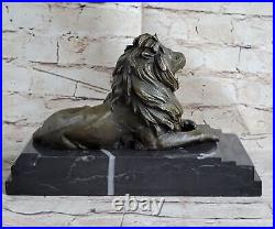 Sculpture Statue Très Rare Art Déco Lion Signée Bronze Collection Cadeau Ouvre
