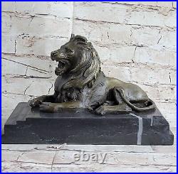 Sculpture Statue Très Rare Art Déco Lion Signée Bronze de Collection Cadeau