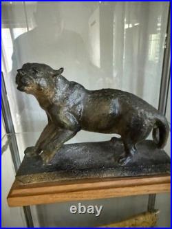 Sculpture ancienne Jaguar terre cuite vernissée terra cotta Art Deco