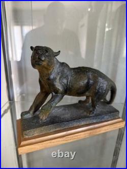 Sculpture ancienne Jaguar terre cuite vernissée terra cotta Art Deco