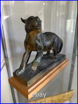 Sculpture ancienne Jaguar terre cuite vernissée terra cotta Art Deco