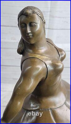 Sculpture de Collection Bronze Art Déco Abstrait Botero Jeune Femme Ballerine