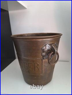 Seau à champagne Ancien vintage Signé Pol Roger par Argit 1920 Art Déco Nouveau