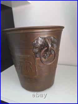 Seau à champagne Ancien vintage Signé Pol Roger par Argit 1920 Art Déco Nouveau