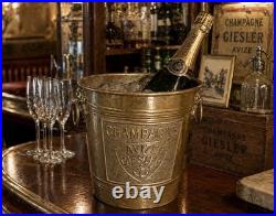 Seau à champagne ancien GIESLER AVIZE Rafraîchissoir Laiton Art Déco 1930 Bistro