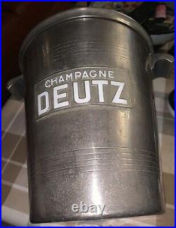 Seau à champagne en métal ARGIT Deutz art déco lettres émaillées