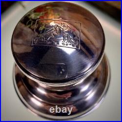 Shaker promotionnel HMV (La voix de son maître) en métal argenté. Art Deco
