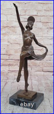 Signée Art Déco Bronze Érotique Danseuse Statue Musée Qualité Fonte Collection