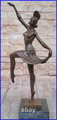 Signée Art Déco Bronze Érotique Danseuse Statue Musée Qualité Fonte Collection