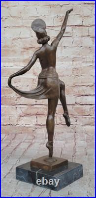 Signée Art Déco Bronze Érotique Danseuse Statue Musée Qualité Fonte Collection