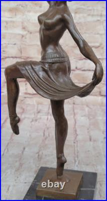 Signée Art Déco Bronze Érotique Danseuse Statue Musée Qualité Fonte Collection