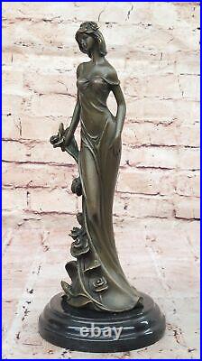 Signée Kassin Bronze Sexy Nymphe Sculpture Art Déco Collection Debout Femme Fi