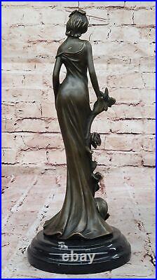 Signée Kassin Bronze Sexy Nymphe Sculpture Art Déco Collection Debout Femme Fi