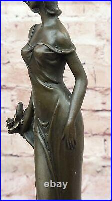 Signée Kassin Bronze Sexy Nymphe Sculpture Art Déco Collection Debout Femme Fi