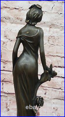 Signée Kassin Bronze Sexy Nymphe Sculpture Art Déco Collection Debout Femme Fi