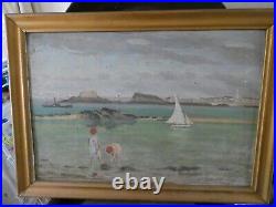 St Malo en 1919 huile sur panneau signé J. Python art déco