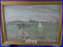 St Malo en 1919 huile sur panneau signé J. Python art déco