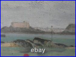 St Malo en 1919 huile sur panneau signé J. Python art déco