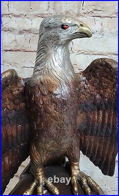 Statue De Collection D'Aigle En Bronze Art Déco Grande Signée Décor Original