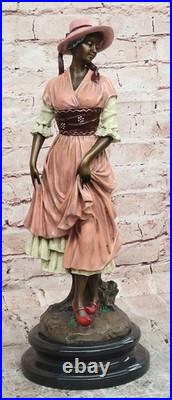 Statue De Collection Femme Robe Longue Art Déco Bronze Signée Aldo Vitaleh