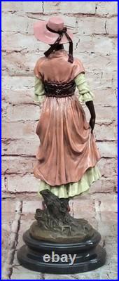 Statue De Collection Femme Robe Longue Art Déco Bronze Signée Aldo Vitaleh