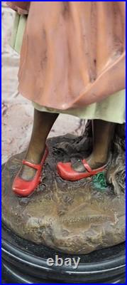 Statue De Collection Femme Robe Longue Art Déco Bronze Signée Aldo Vitaleh