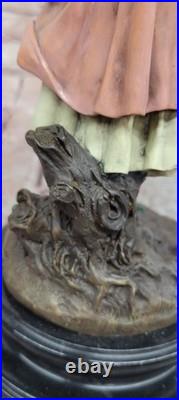 Statue De Collection Femme Robe Longue Art Déco Bronze Signée Aldo Vitaleh