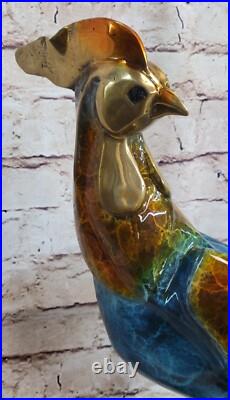 Statue De Coq Vintage Sculpture En Bronze Anglais Édition De Collection Art Déco