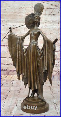 Statue En Bronze D'Art Déco De Dame En Métal De Collection Par JULIUS ERTE