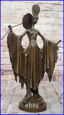 Statue En Bronze D'Art Déco De Dame En Métal De Collection Par JULIUS ERTE