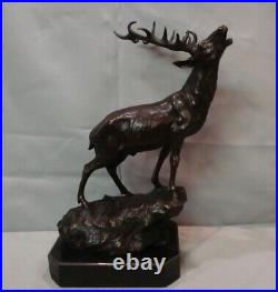 Statue Sculpture Cerf Animalier Chasse Style Art Deco Style Art Nouveau Bronze m