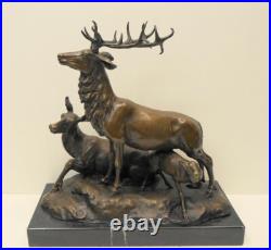 Statue Sculpture Cerf Animalier Chasse Style Art Deco Style Art Nouveau Bronze m