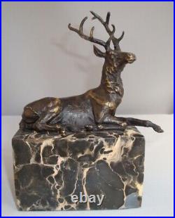 Statue Sculpture Cerf Animalier Chasse Style Art Deco Style Art Nouveau Bronze m