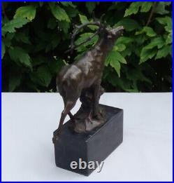 Statue Sculpture Cerf Animalier Chasse Style Art Deco Style Art Nouveau Bronze m