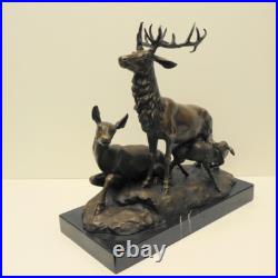 Statue Sculpture Cerf Animalier Chasse Style Art Deco Style Art Nouveau Bronze m