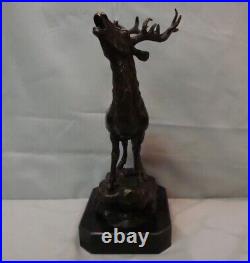 Statue Sculpture Cerf Animalier Chasse Style Art Deco Style Art Nouveau Bronze m