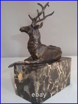 Statue Sculpture Cerf Animalier Chasse Style Art Deco Style Art Nouveau Bronze m