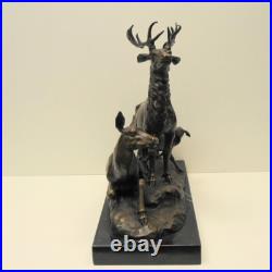 Statue Sculpture Cerf Animalier Chasse Style Art Deco Style Art Nouveau Bronze m