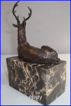 Statue Sculpture Cerf Animalier Chasse Style Art Deco Style Art Nouveau Bronze m