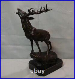 Statue Sculpture Cerf Animalier Chasse Style Art Deco Style Art Nouveau Bronze m