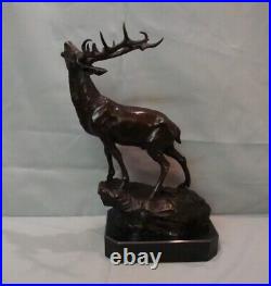 Statue Sculpture Cerf Animalier Chasse Style Art Deco Style Art Nouveau Bronze m