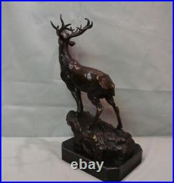 Statue Sculpture Cerf Animalier Chasse Style Art Deco Style Art Nouveau Bronze m