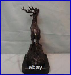 Statue Sculpture Cerf Animalier Chasse Style Art Deco Style Art Nouveau Bronze m