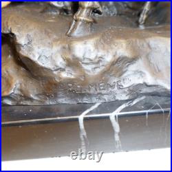 Statue Sculpture Cerf Animalier Chasse Style Art Deco Style Art Nouveau Bronze m