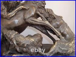 Statue Sculpture Cerf Chien Chasse Animalier Style Art Deco Style Art Nouveau Br