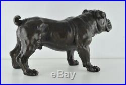 Statue Sculpture Chien Bouledogue Animalier Style Art Deco Bronze massif